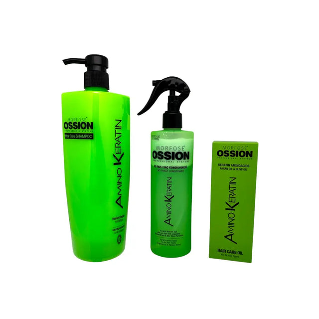 Ossion - Haarpflege-Set Amino Keratin (Shampoo + Conditioner + Haaröl) - Haarpflege bei hairOne