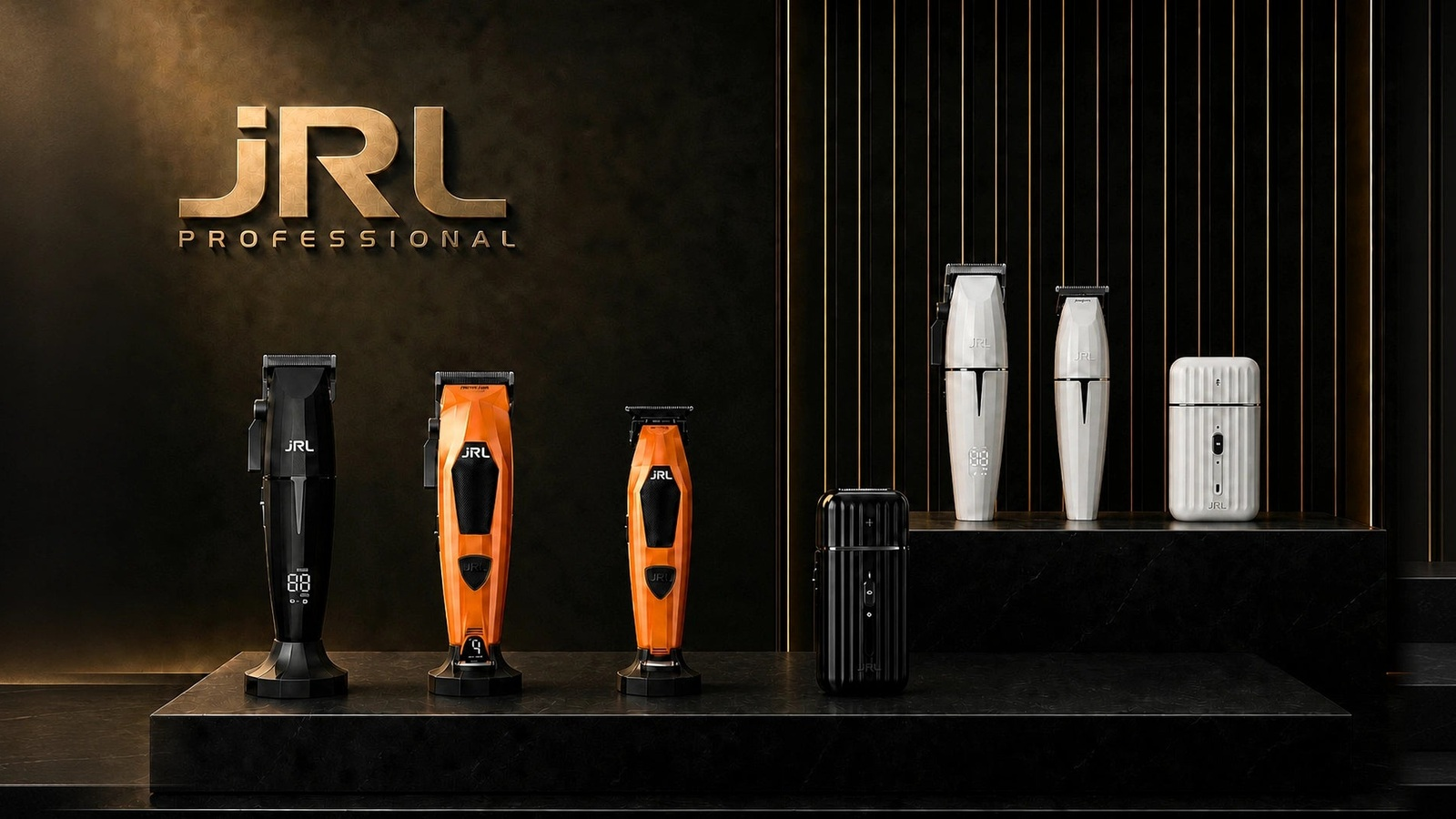 JRL Professional Markenmotiv mit Onyx, Diamante, Onyx Shaver und weißer Ghost Edition.