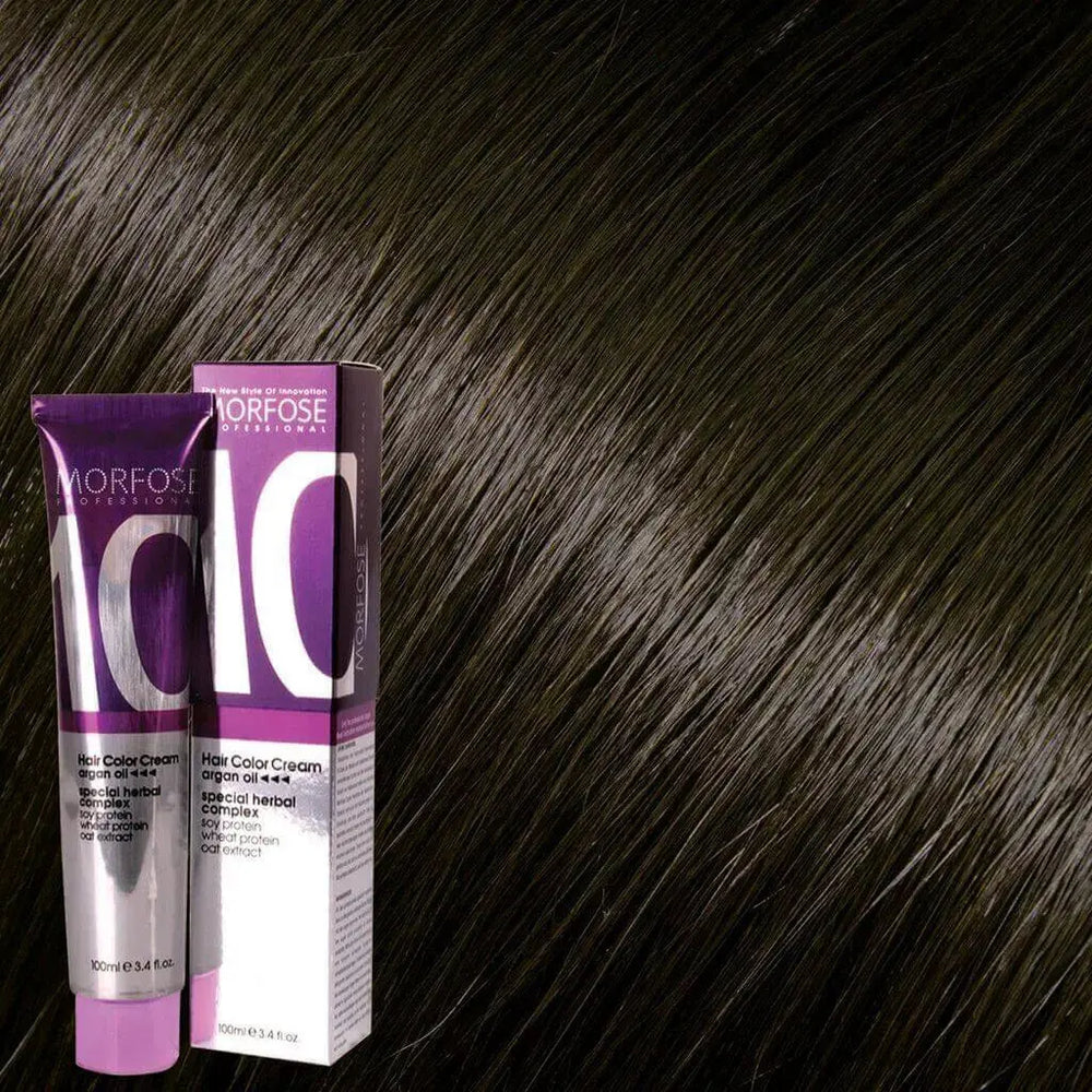 Morfose Hair Color Cream 6.71 Dunkelbraun asch – Tube und Haarprobe