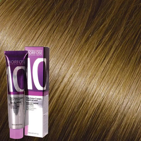 Morfose Hair Color Cream 9.12 Hellblond asch-irisé – Tube und Haarprobe