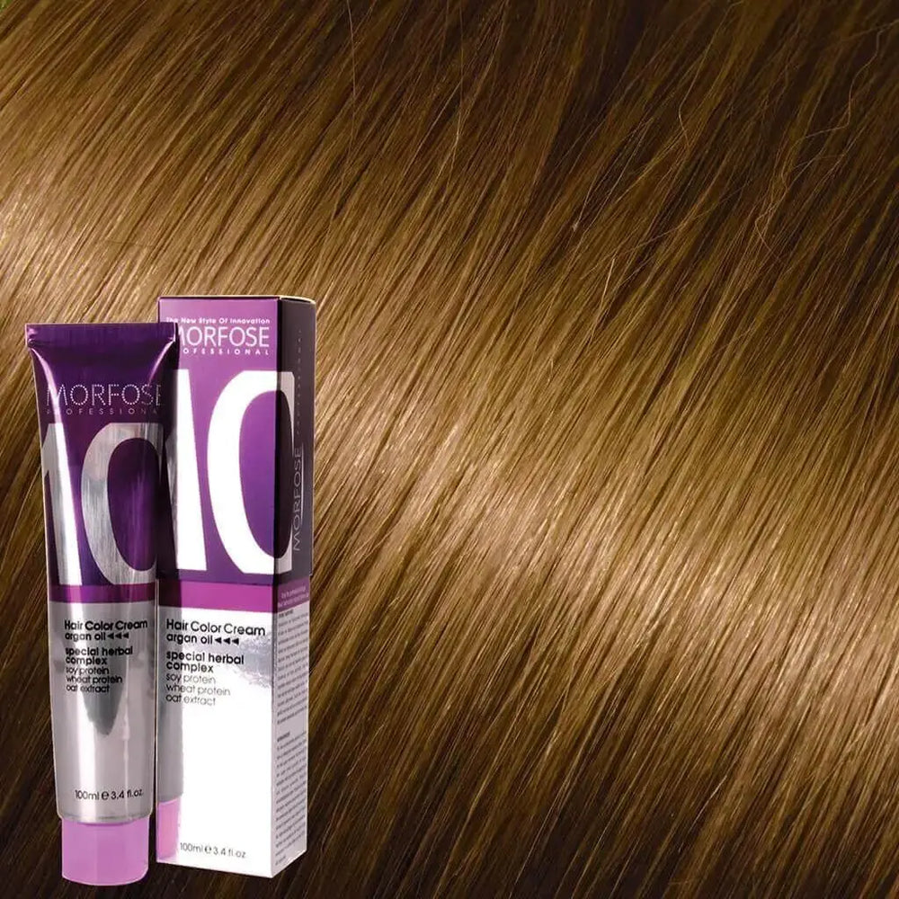 Morfose Hair Color Cream 9.72 Hellblond braun-irisé – Tube und Haarprobe