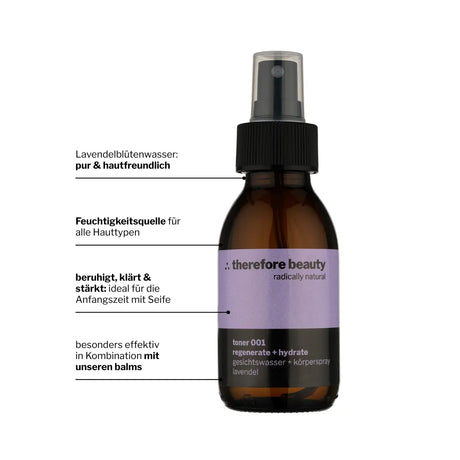 NEU! toner 001 | Feuchtigkeitsspray für Gesicht, Körper & Haar | aus Lavendelblüten